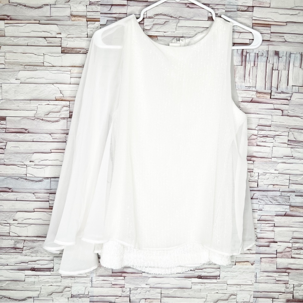 NWOT White Sequins Tahari Arthur S. Levine Party Top